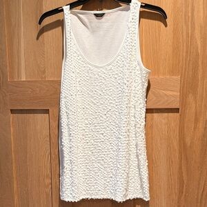 An. Taylor White sequined Tank Top - Sleeveless Scoop Neck